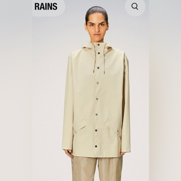 NWT Rains Hooded Jacket Cement Color Size XL - Picture 10 of 12
